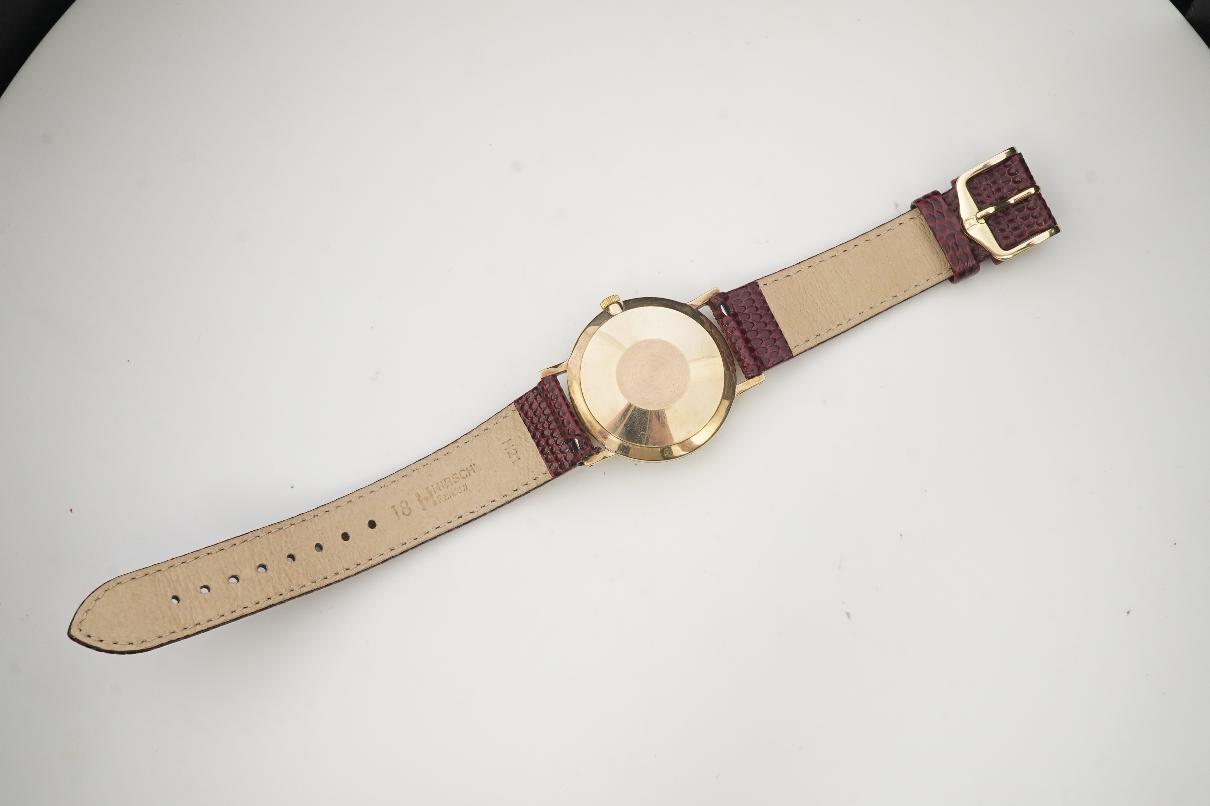 A gentleman's 1950's? 9ct gold Smiths Astral manual wind wrist watch, on a later associated Hirsch leather strap